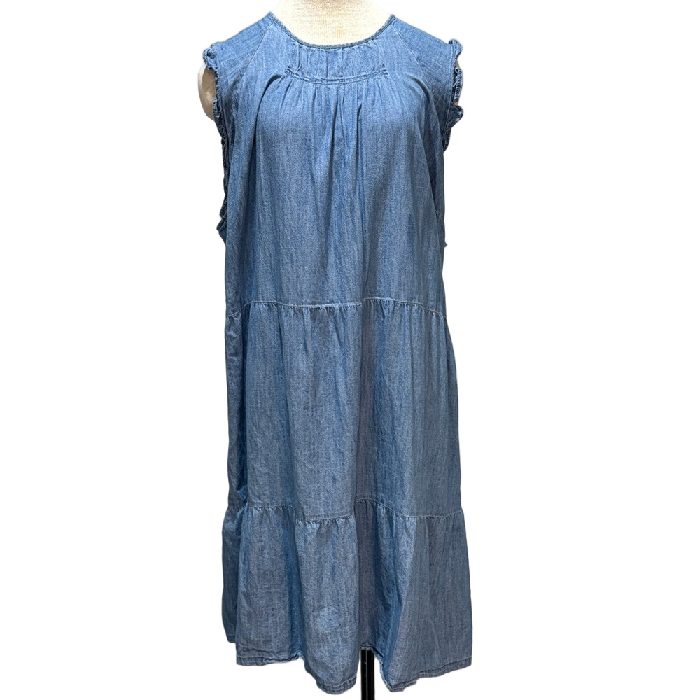 Old Navy sz 4X plus ruffled sleeveless tiered denim dress